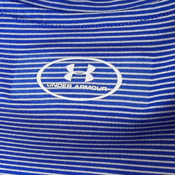 ❤️ 🆕 UNDER ARMOUR Heat Gear Womens Blue/White Striped SS Tee Shirt Size S - Picture 5 of 5